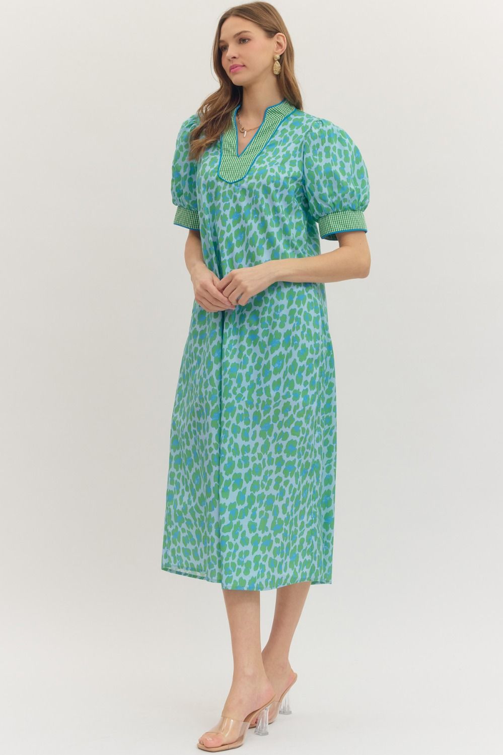 Leopard Midi Dress - Green