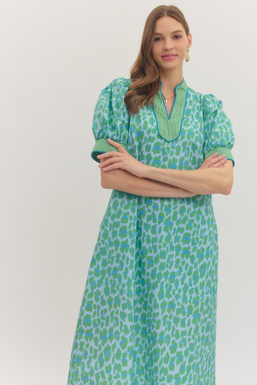 Leopard Midi Dress - Green