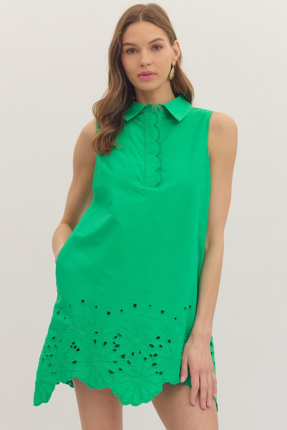Green Eyelet Detail Dress