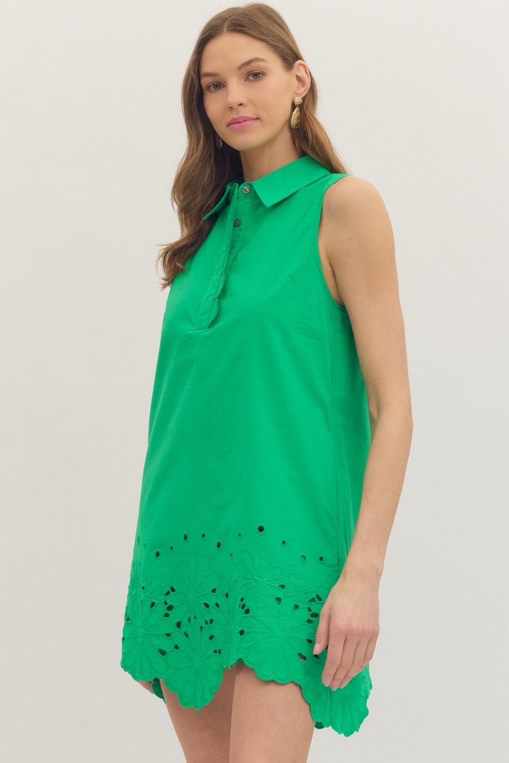 Green Eyelet Detail Dress