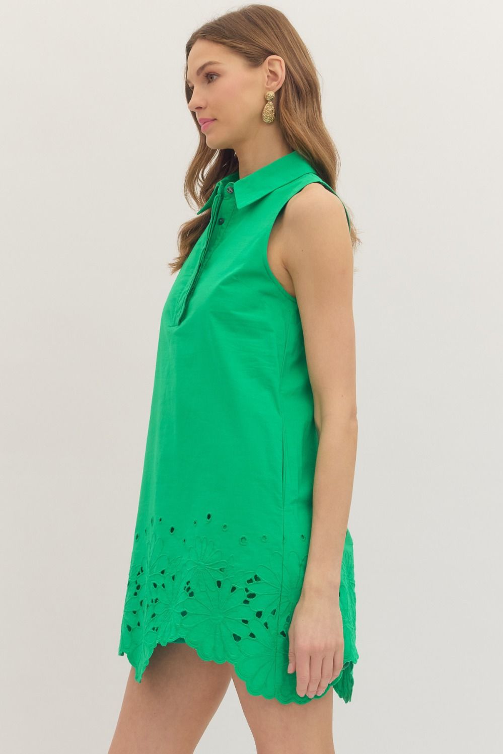 Green Eyelet Detail Dress
