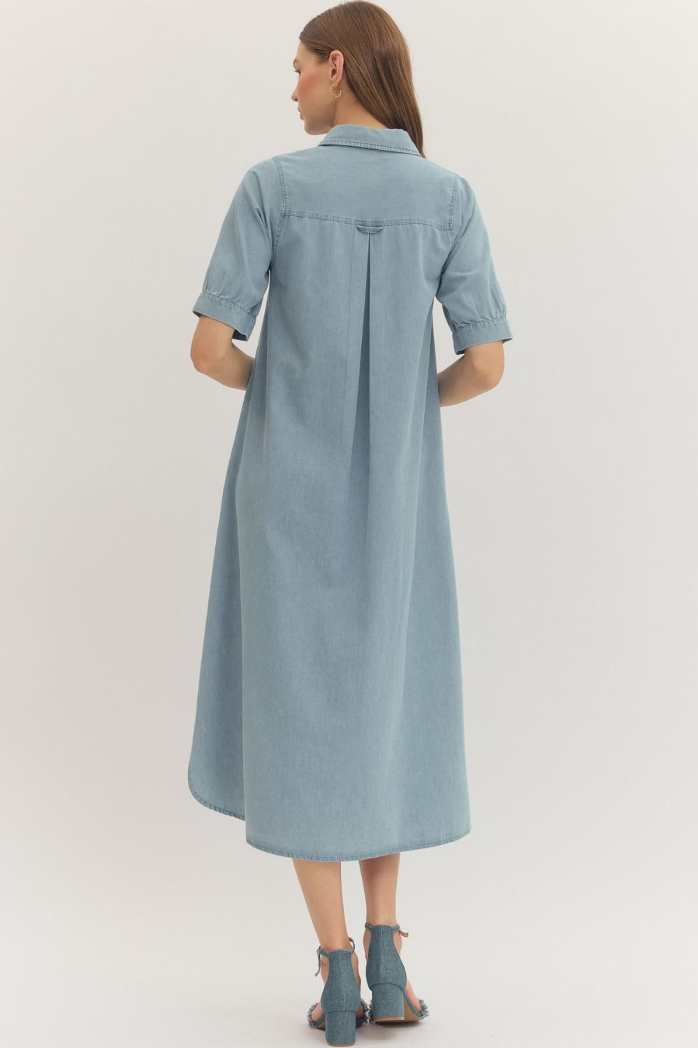 Button Down Denim Midi Dress