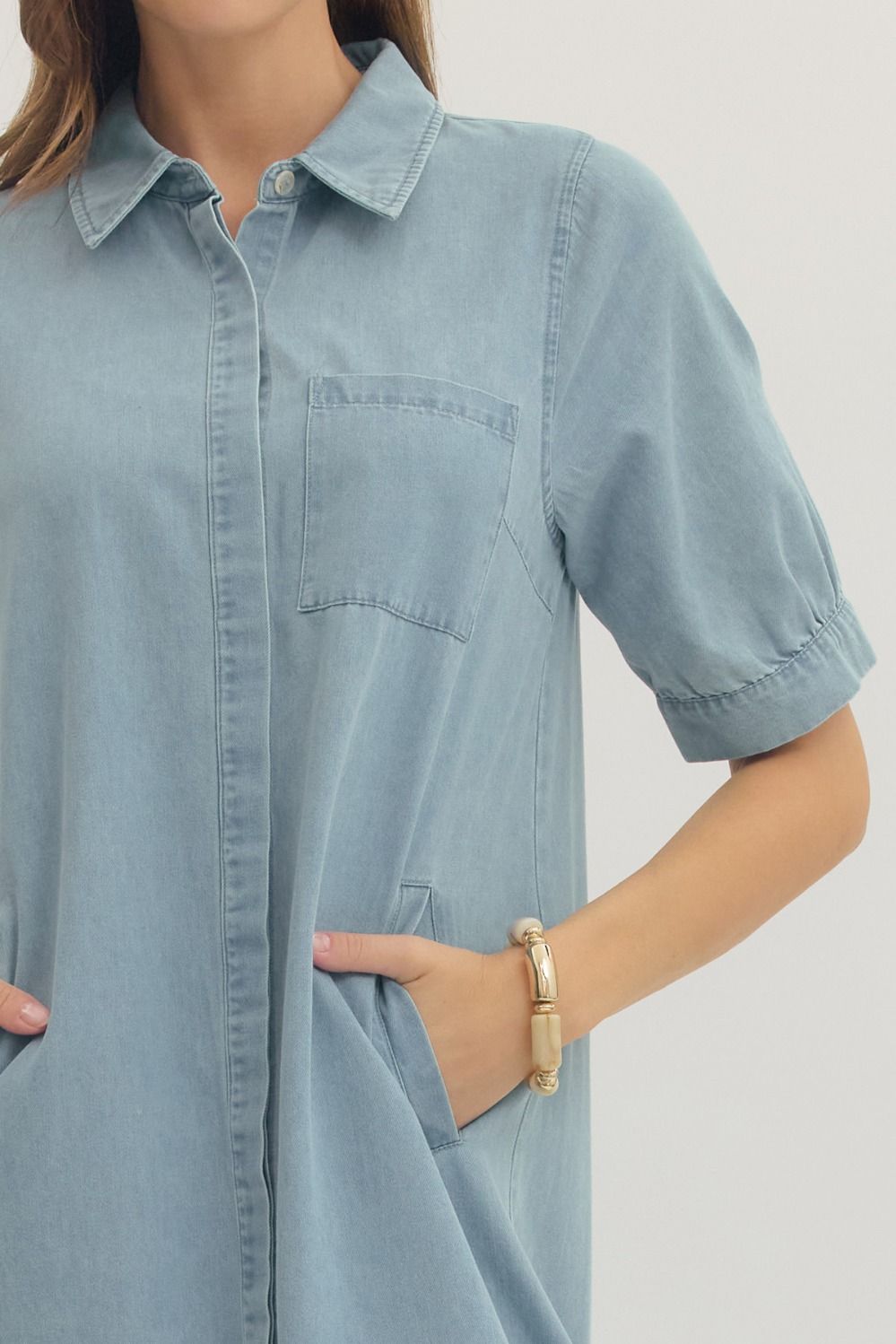 Button Down Denim Midi Dress