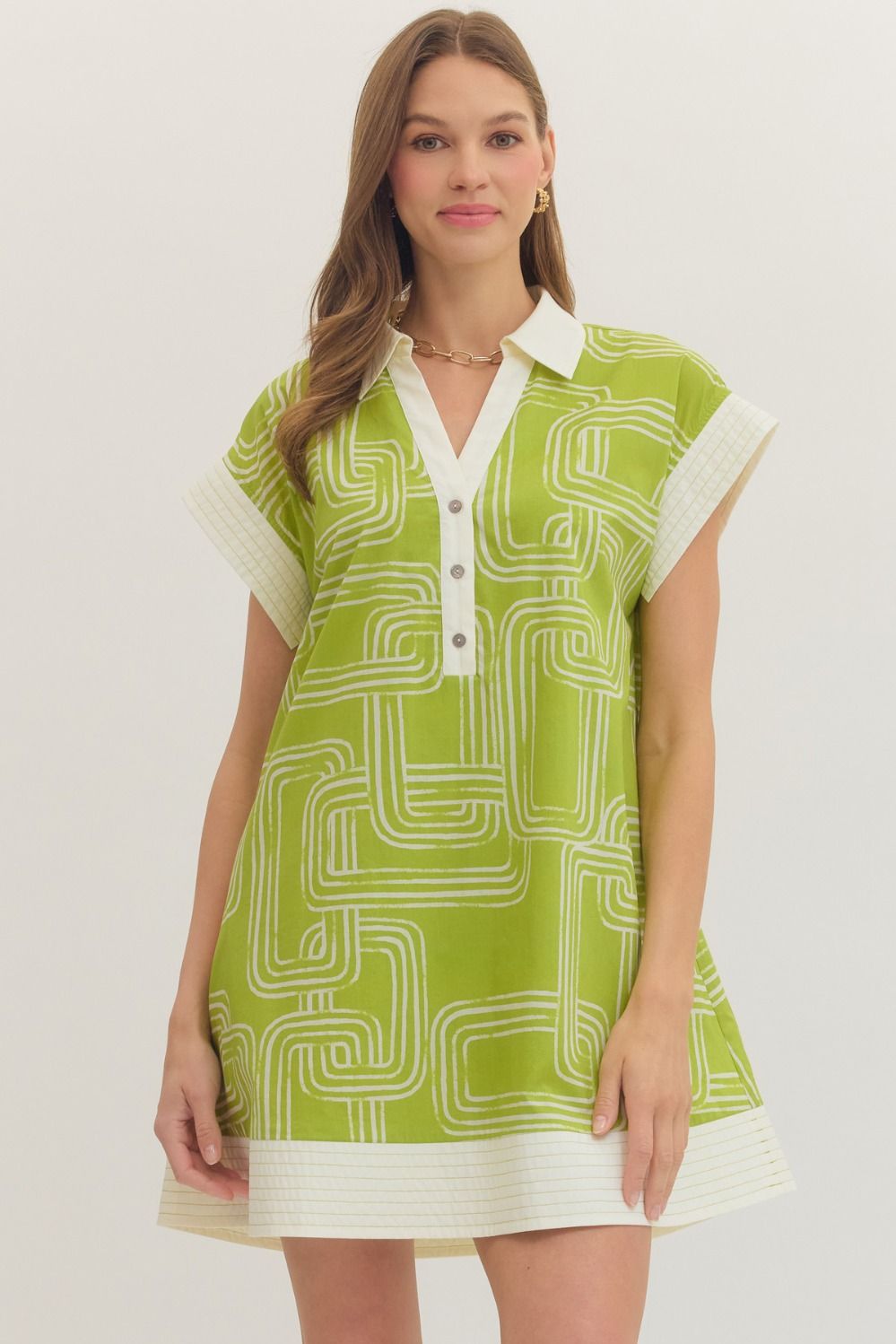 Geometric Cap Sleeve Mini Dress