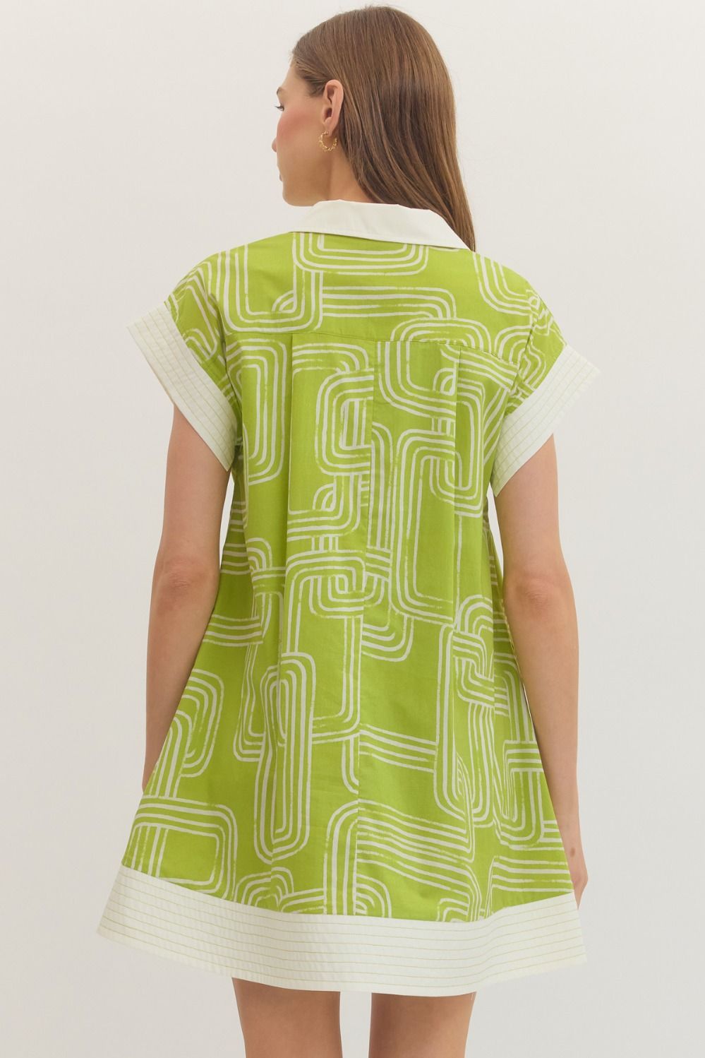Geometric Cap Sleeve Mini Dress