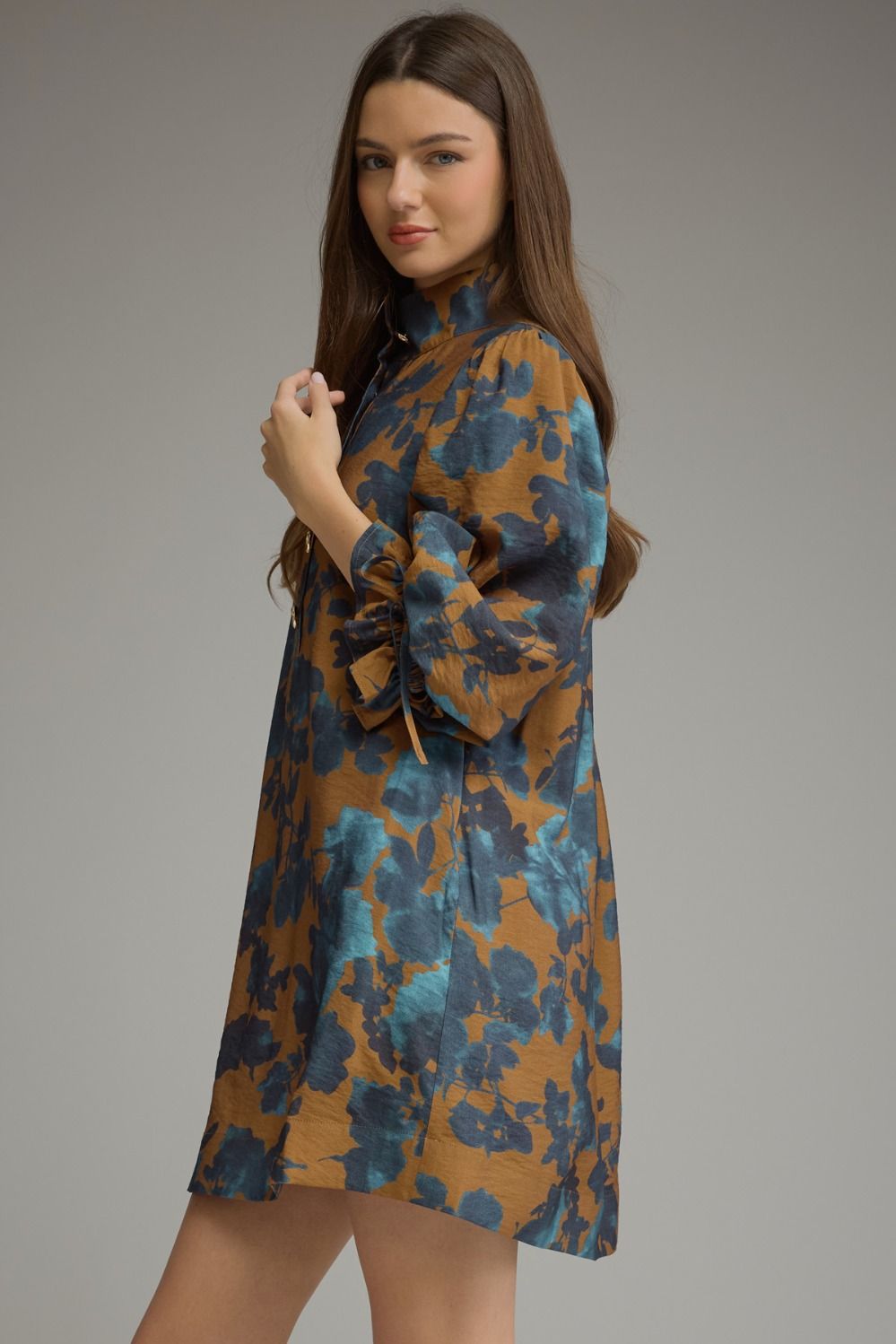 Camel Multi Floral Dress