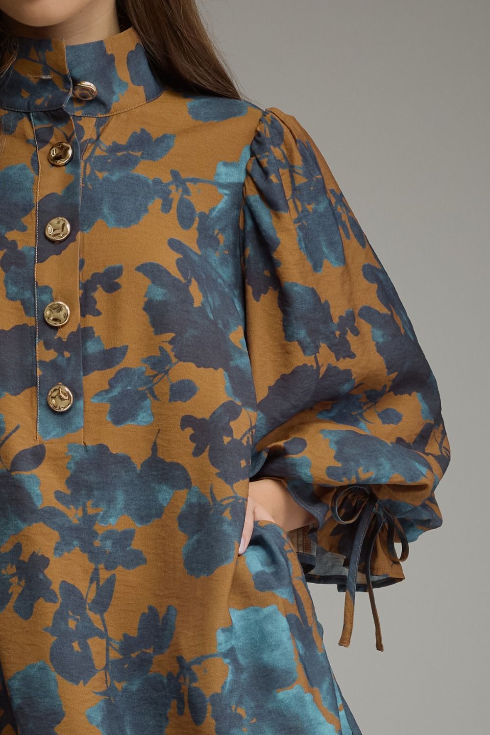Camel Multi Floral Dress