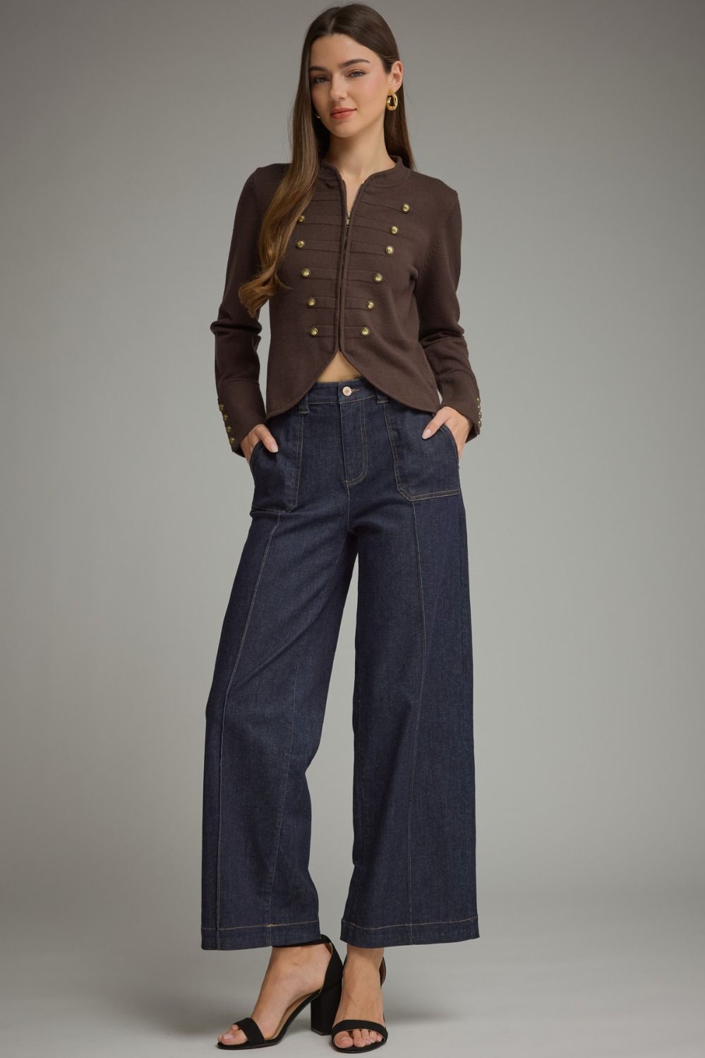 Brown Gold Detail Jacket