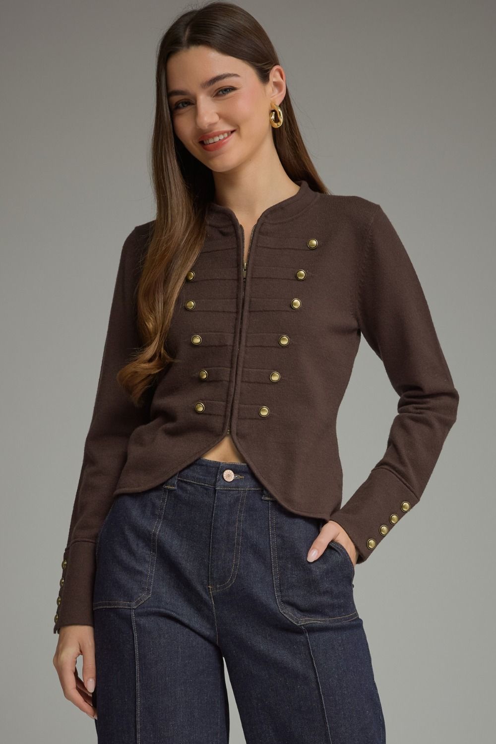 Brown Gold Detail Jacket