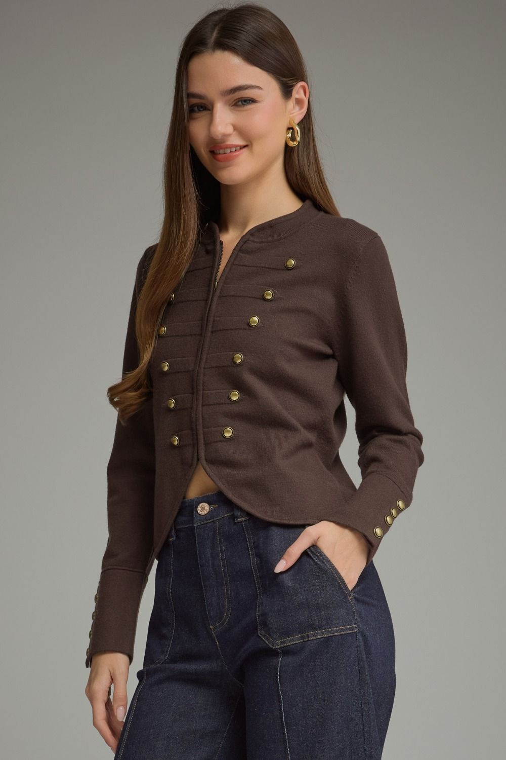 Brown Gold Detail Jacket