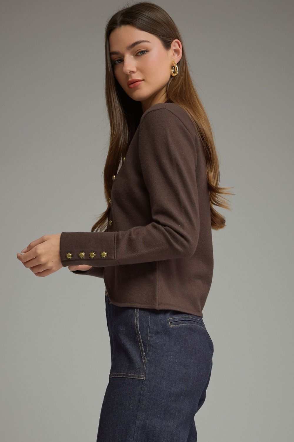 Brown Gold Detail Jacket