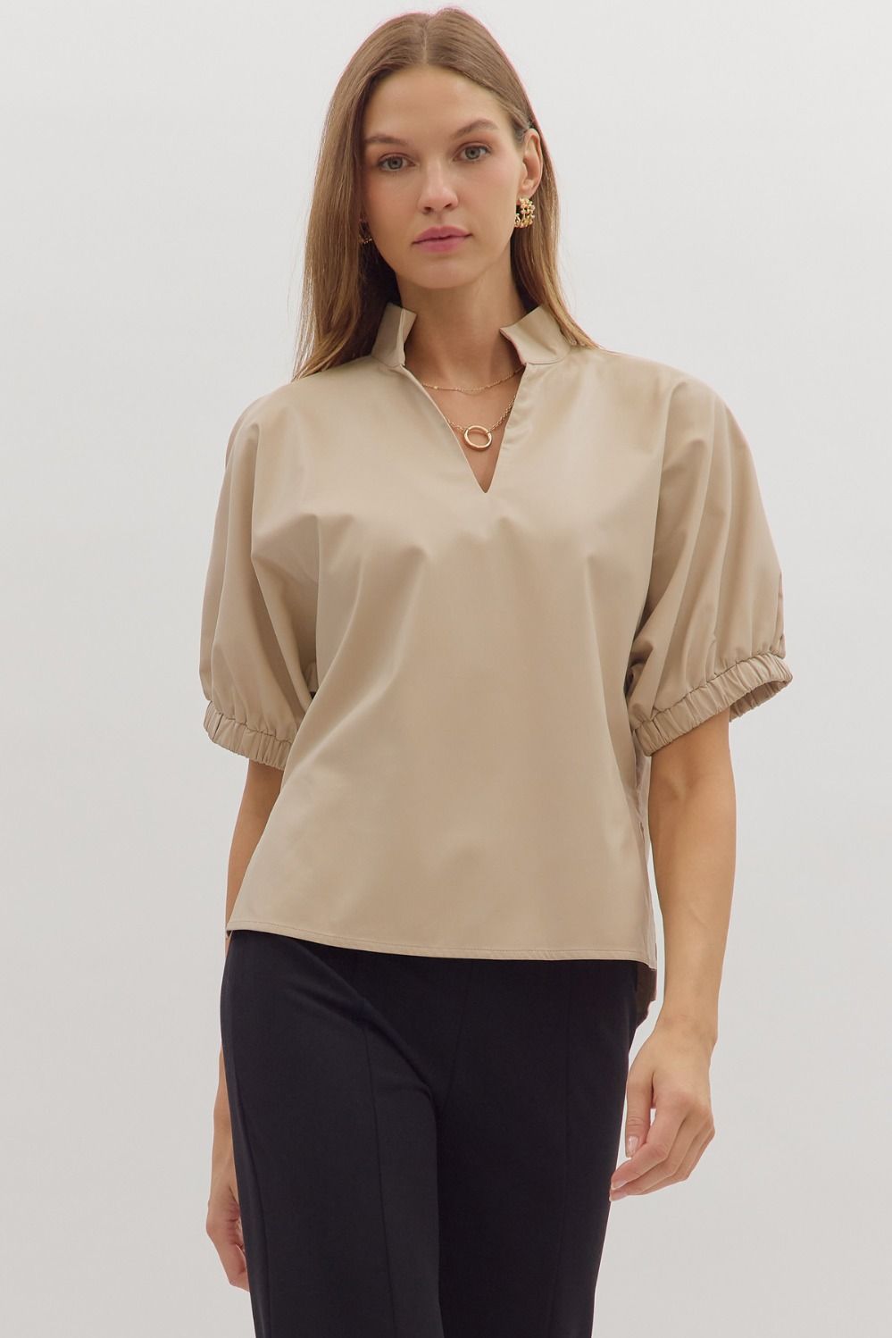 Leila Leather Top In Ecru