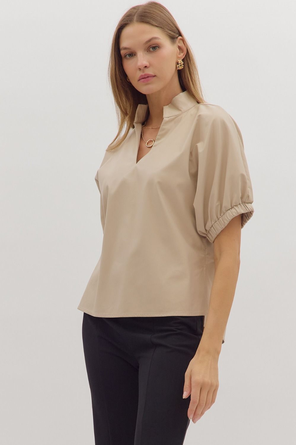 Leila Leather Top In Ecru
