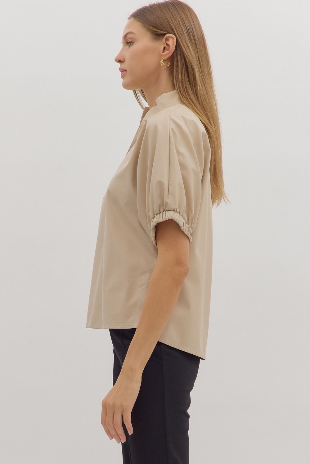 Leila Leather Top In Ecru