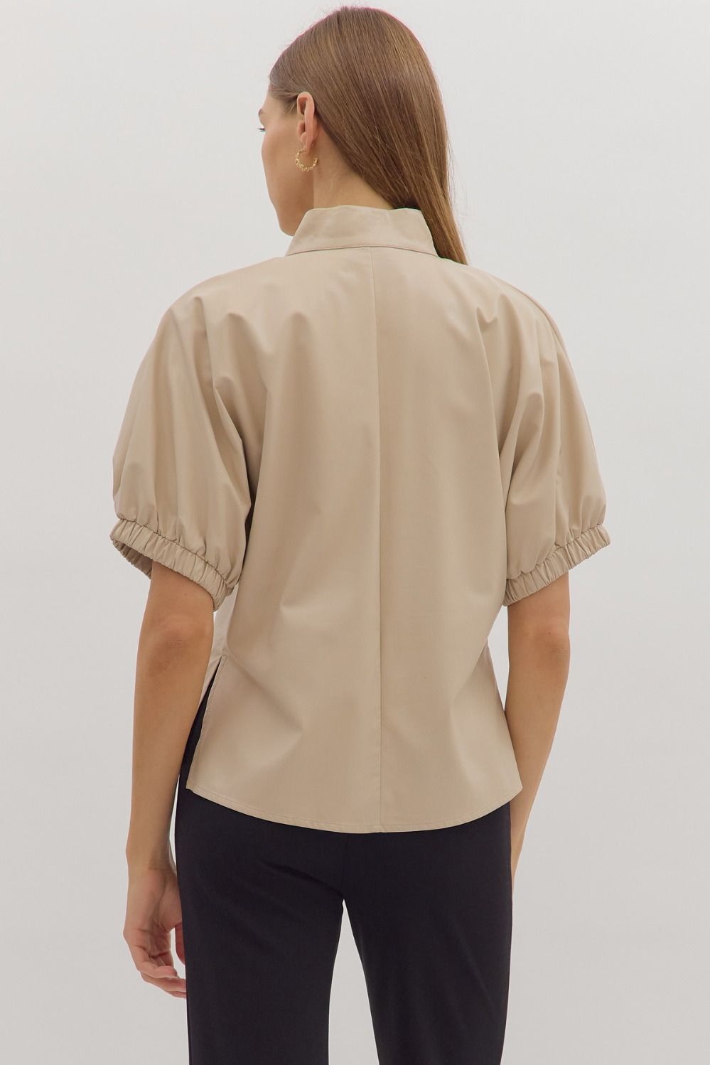 Leila Leather Top In Ecru