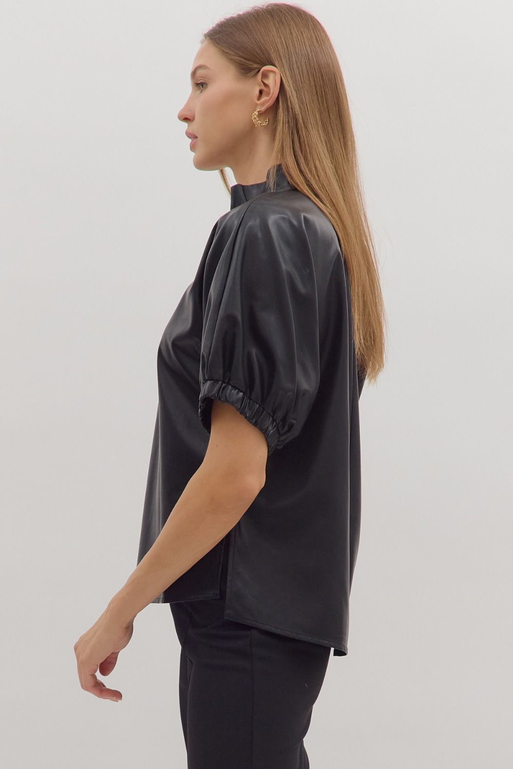 Leila Leather Top In Black