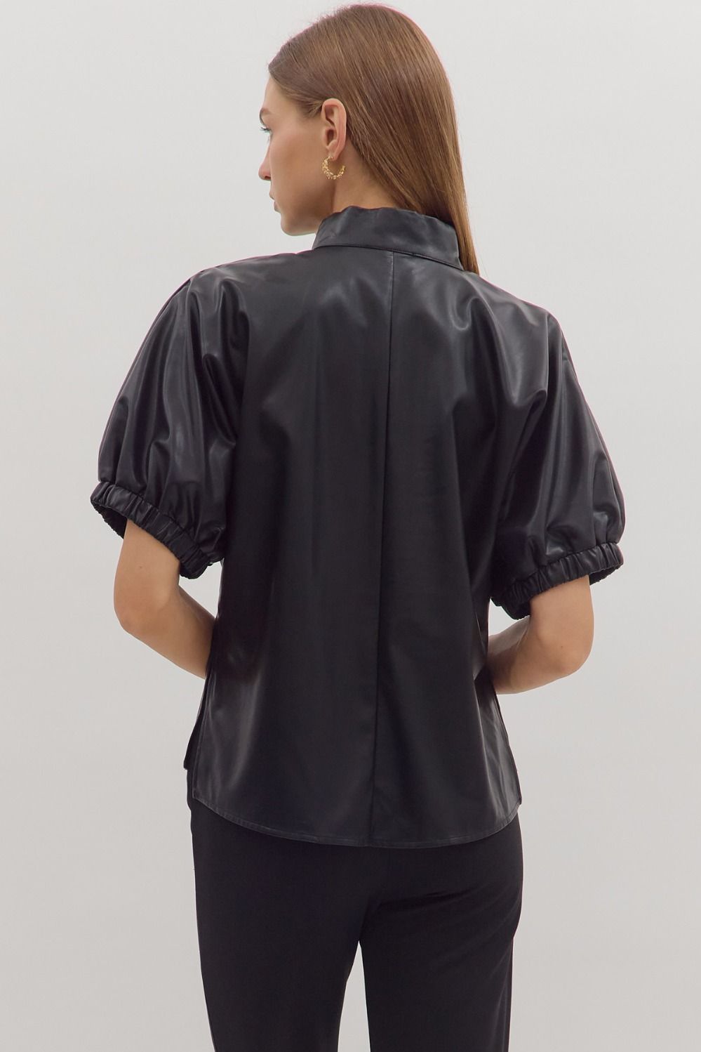 Leila Leather Top In Black