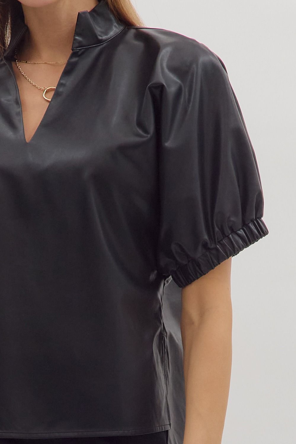 Leila Leather Top In Black