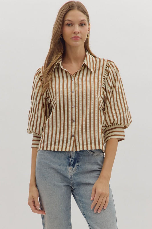 Charlie 3/4 Sleeve Button Down Top