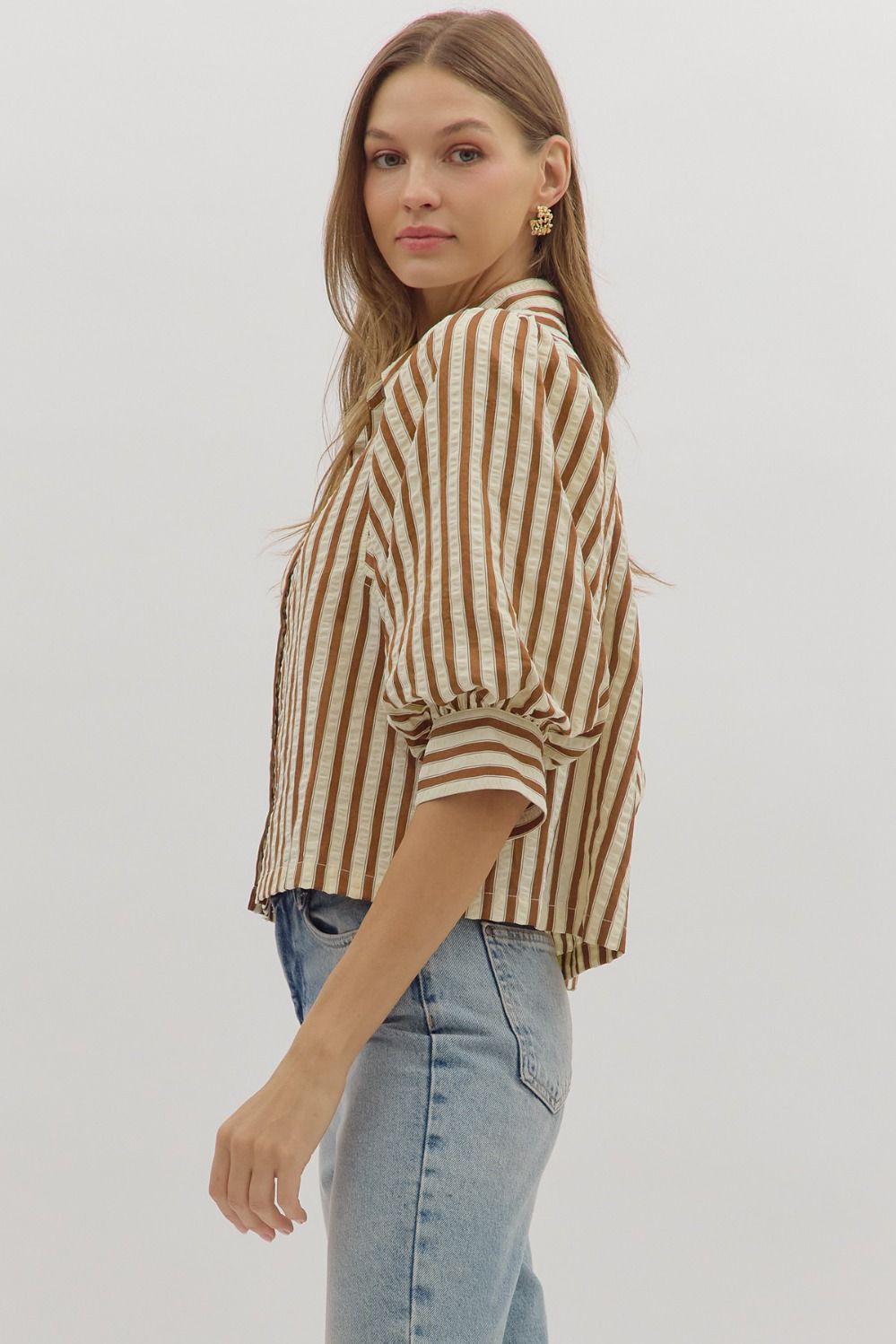 Charlie 3/4 Sleeve Button Down Top