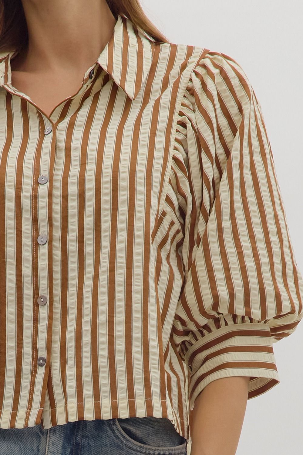 Charlie 3/4 Sleeve Button Down Top