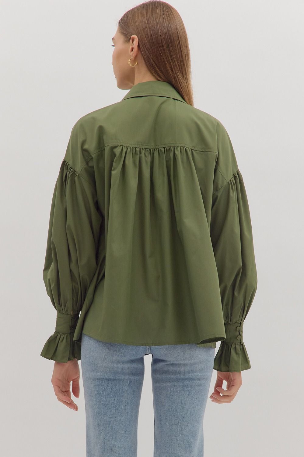 Olive Button Down Top