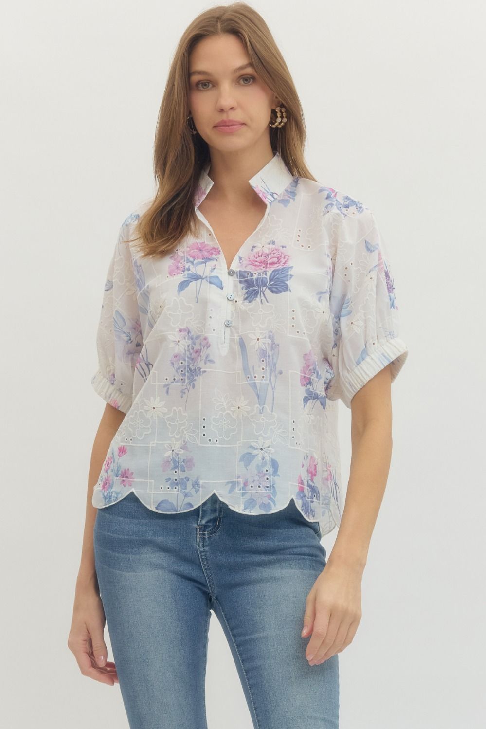 Lavender Floral Detail Top