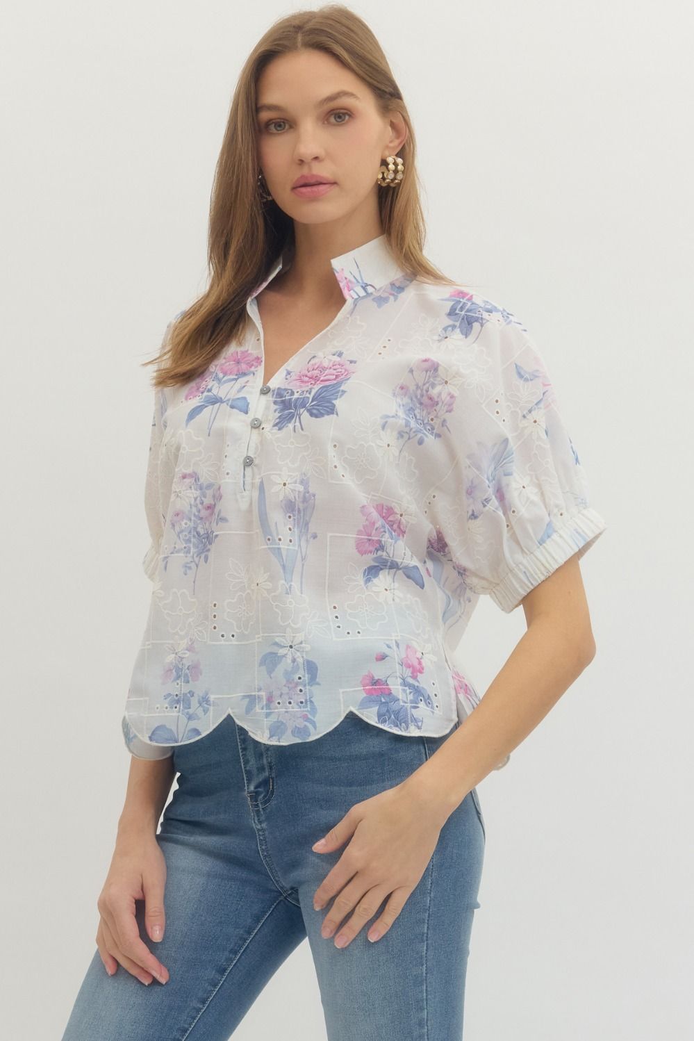 Lavender Floral Detail Top