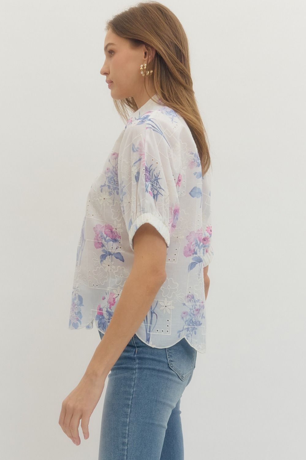 Lavender Floral Detail Top