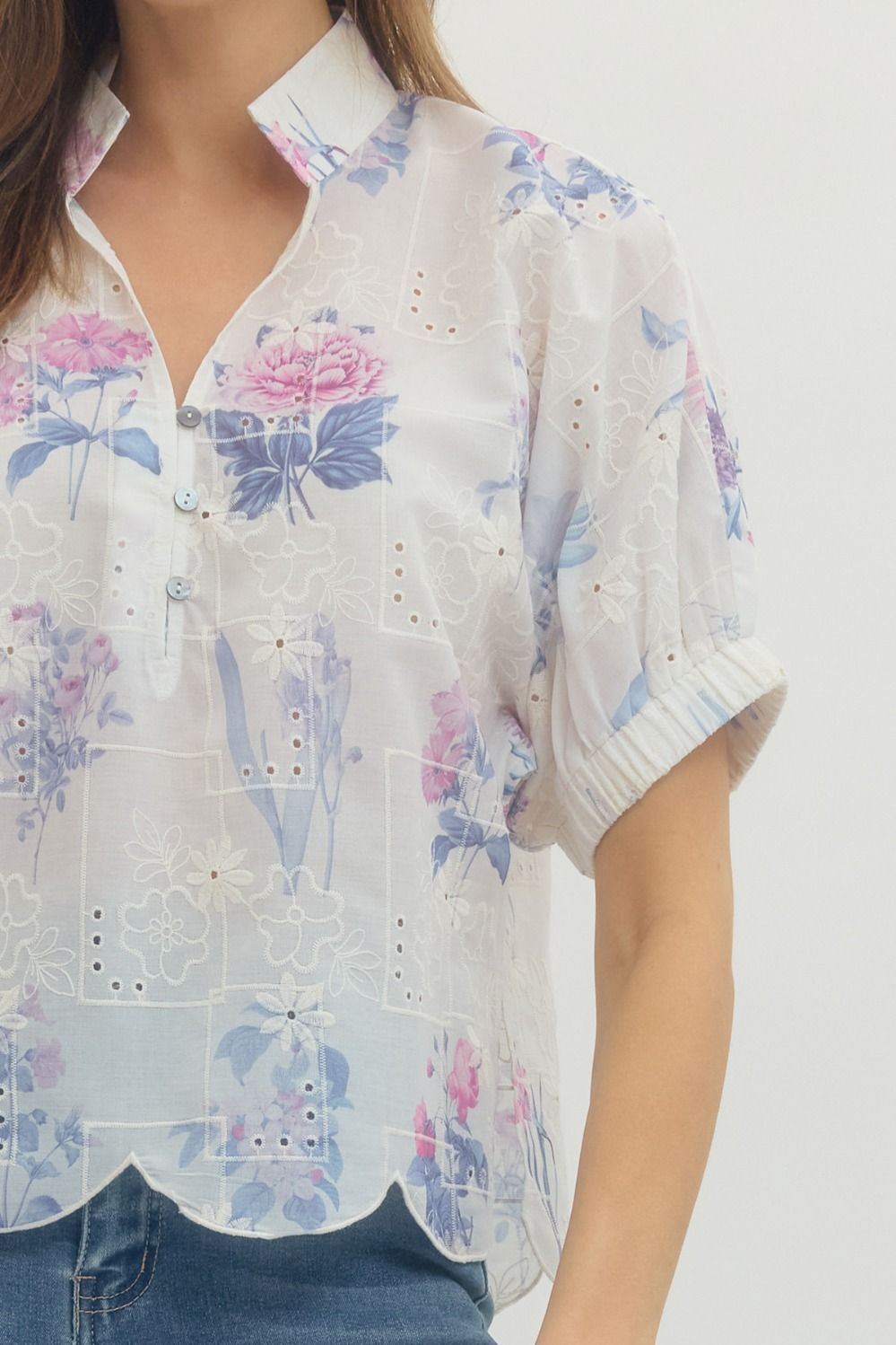 Lavender Floral Detail Top