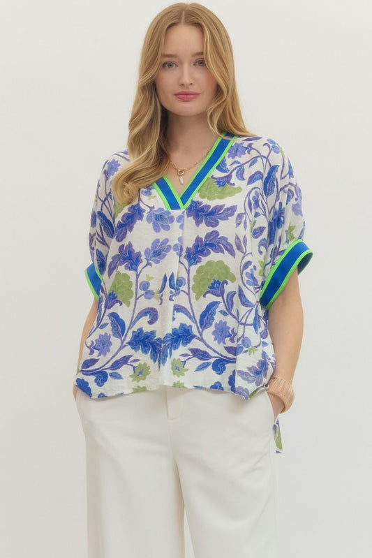 Royal Floral Top