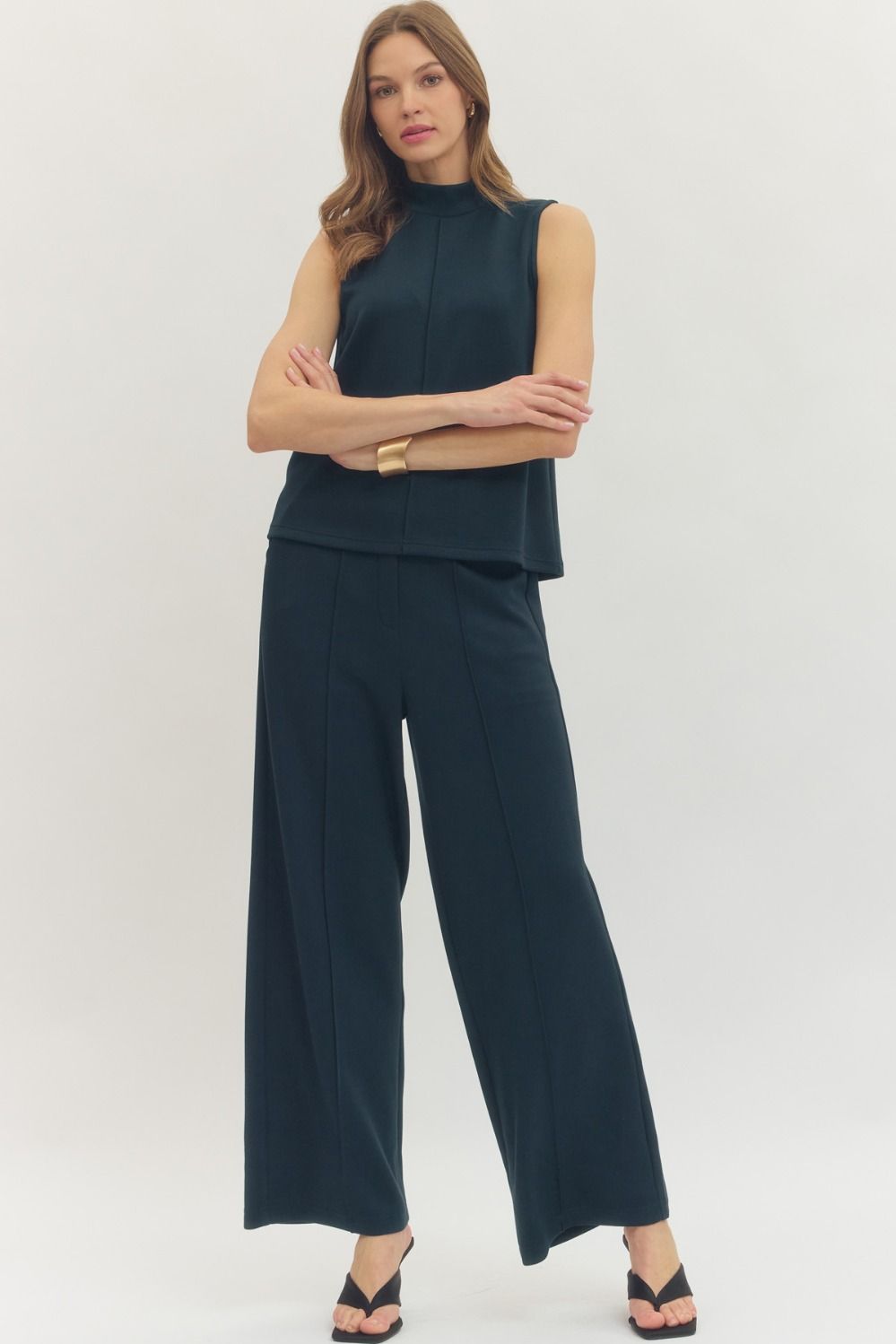 Mock Neck Set - Navy