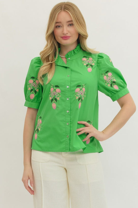 Pink Embroidery Detail Top
