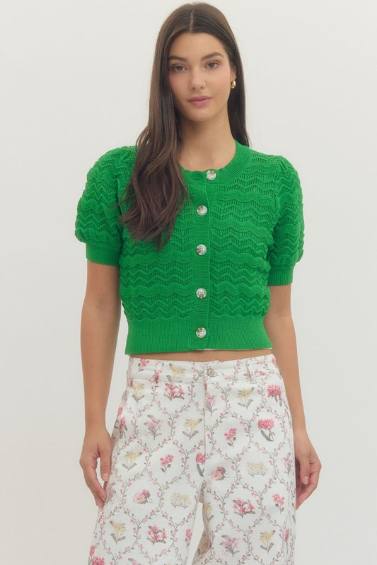 Green Puff Sleeve Top