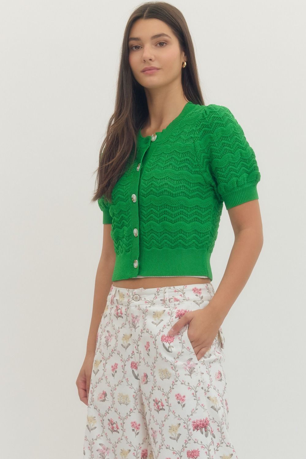 Green Puff Sleeve Top