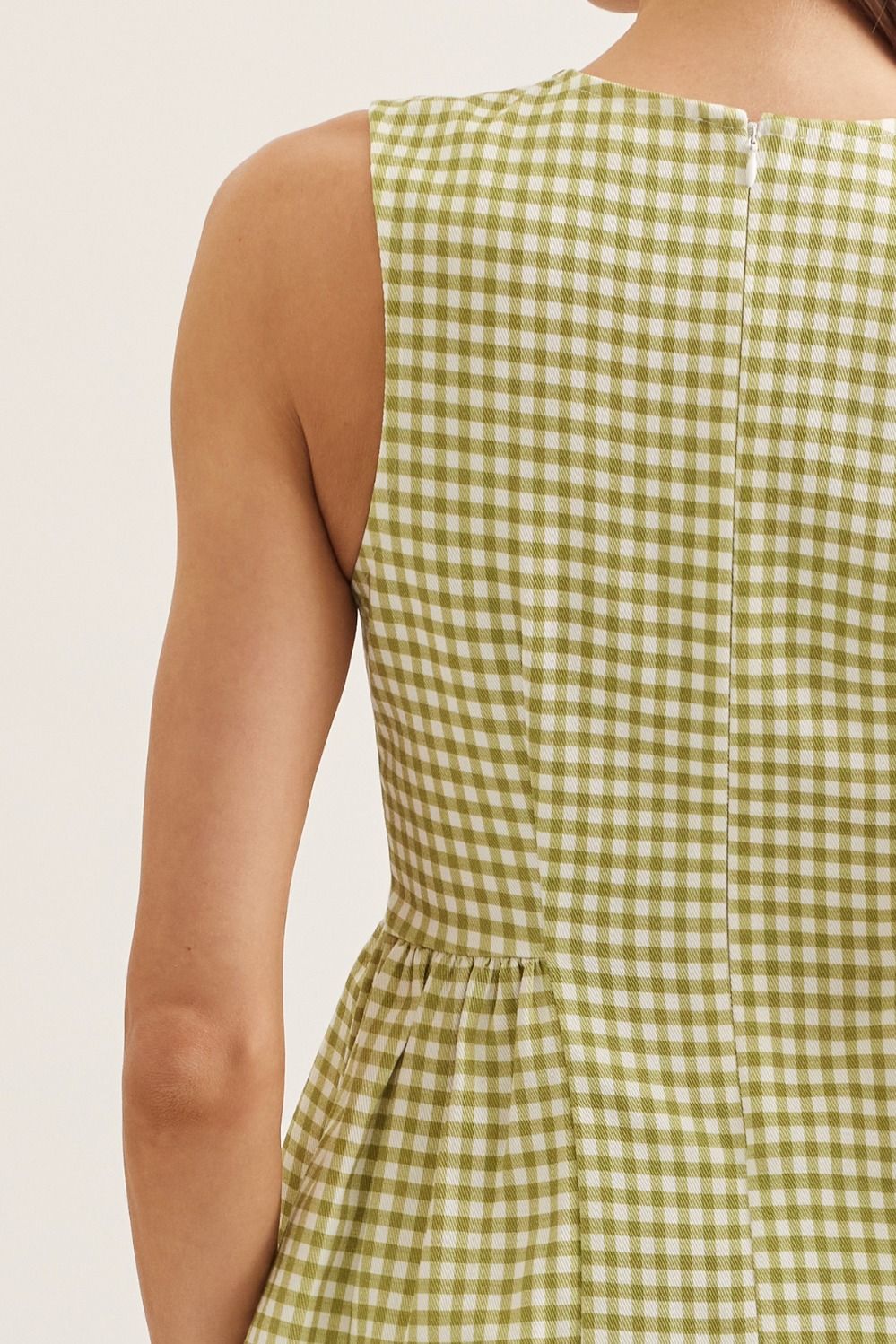 Peplum Gingham Top - Matcha