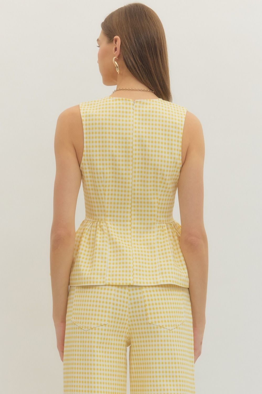 Gingham Peplum Top