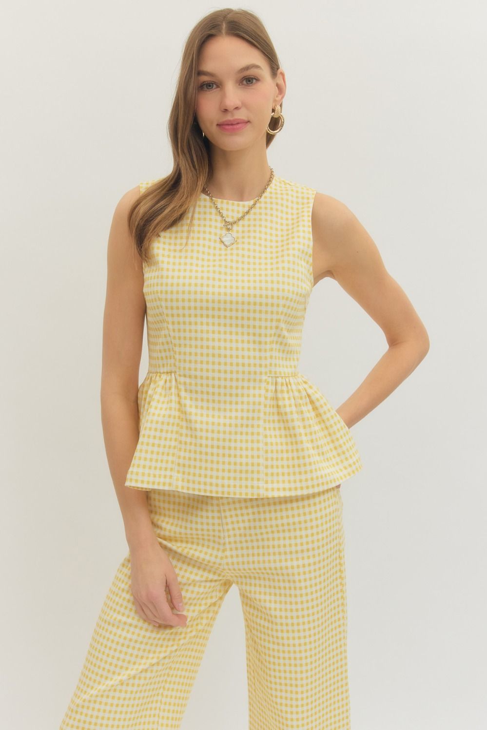 Gingham Peplum Top