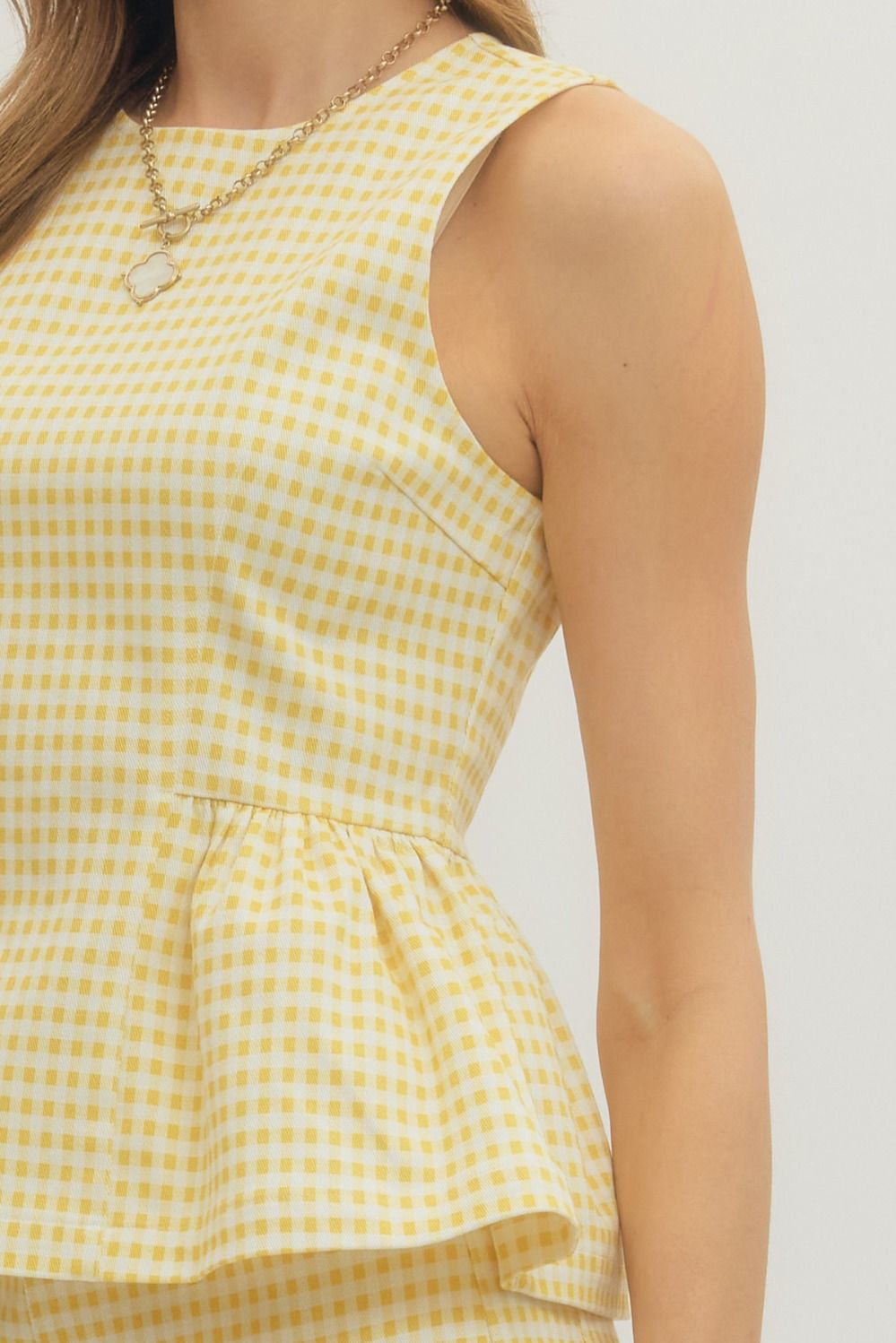 Gingham Peplum Top