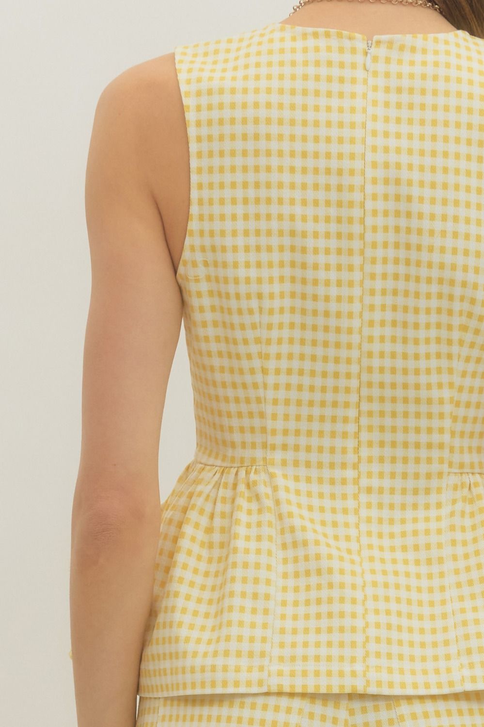 Gingham Peplum Top