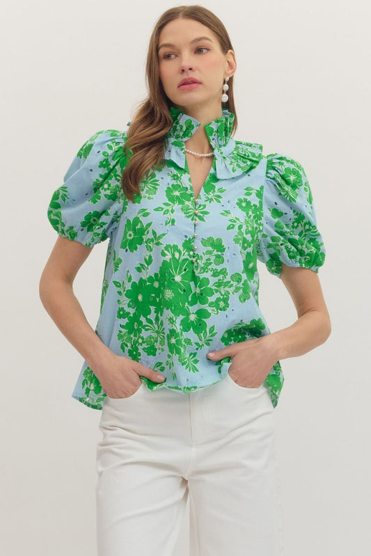 Botanical V Neck Top