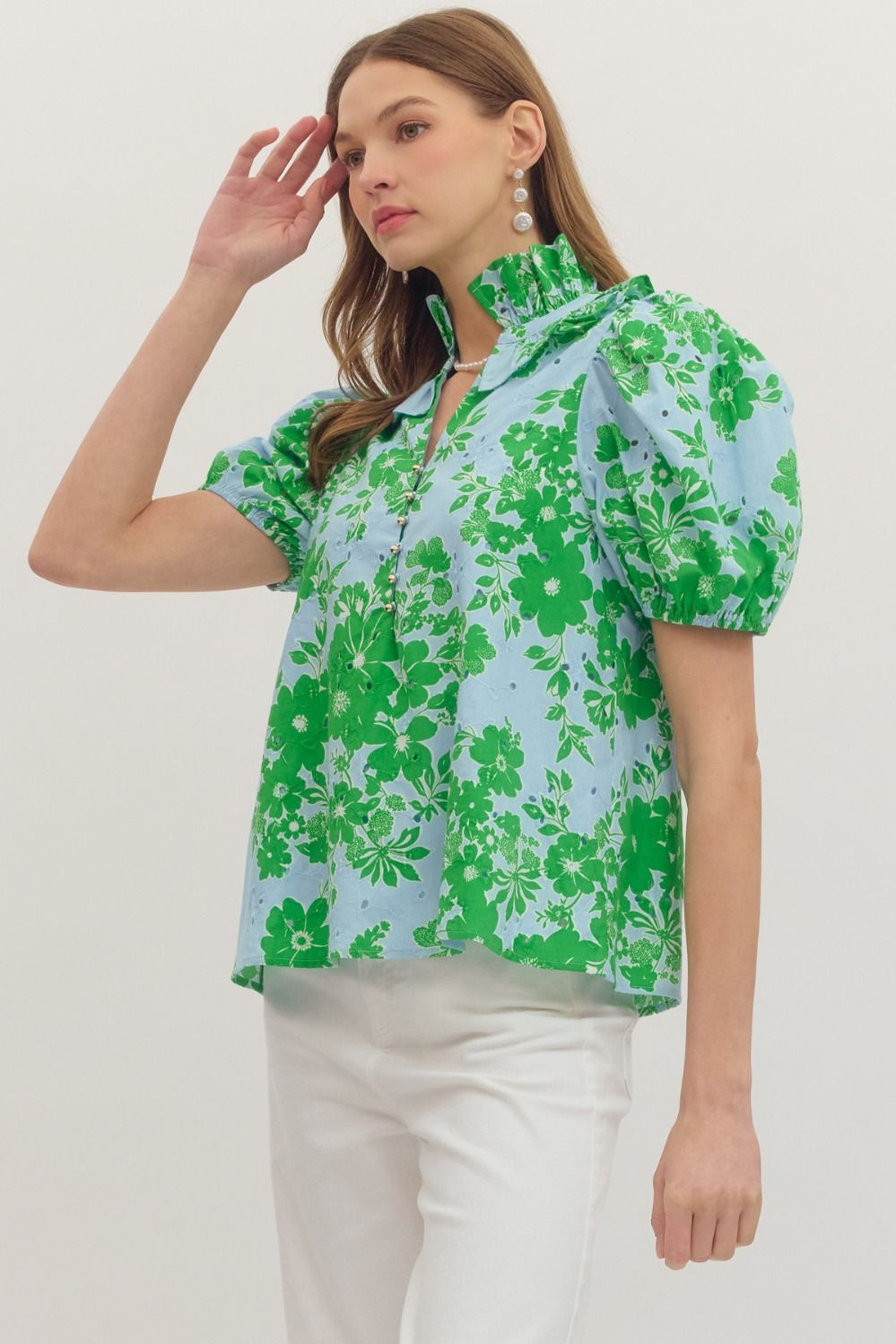 Botanical V Neck Top