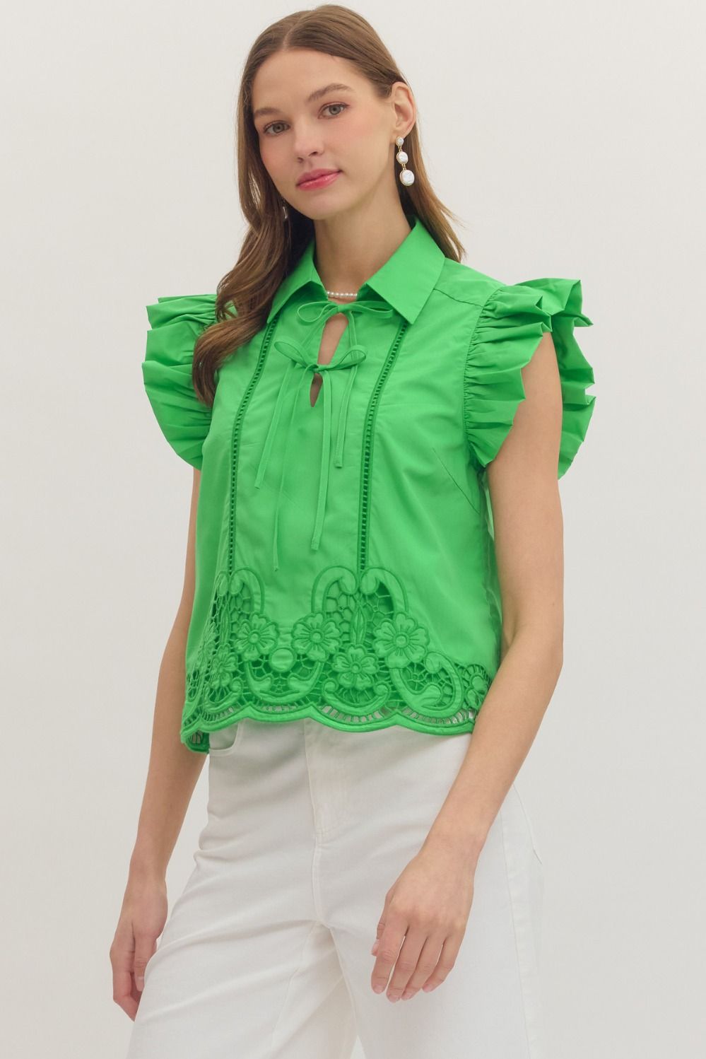 Flutter Sleeve Top - Green