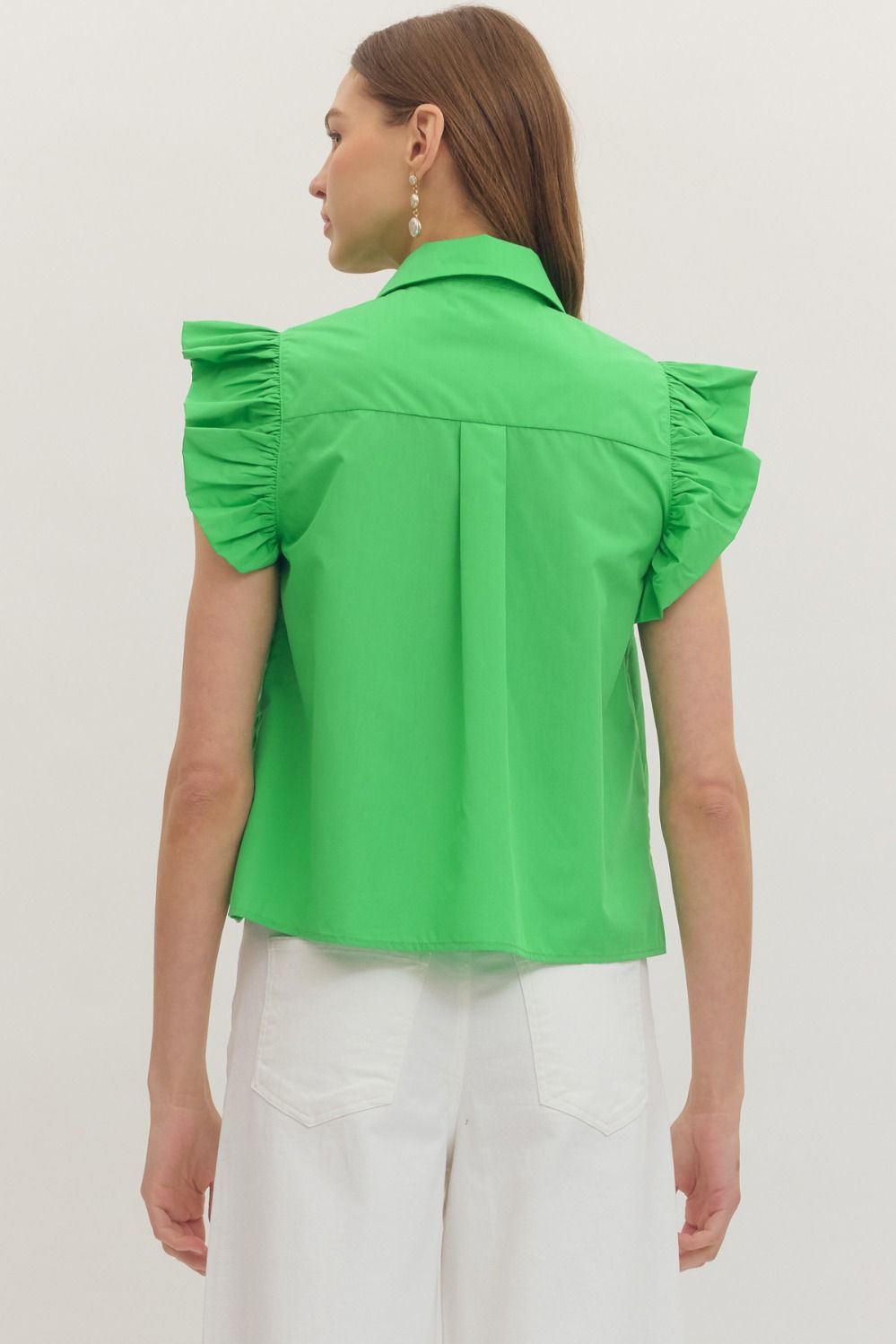 Flutter Sleeve Top - Green