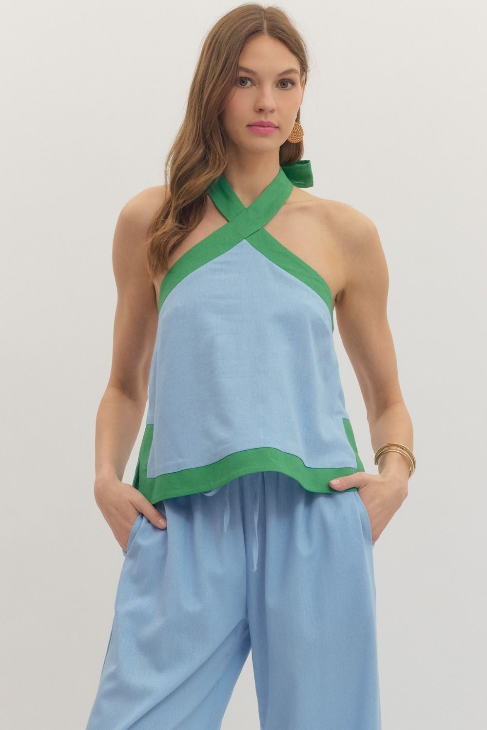 Halter Pant Set - Blue