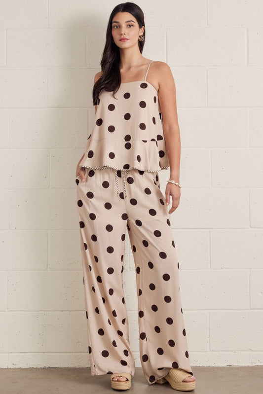 Ecru Polka Dot Pant Set