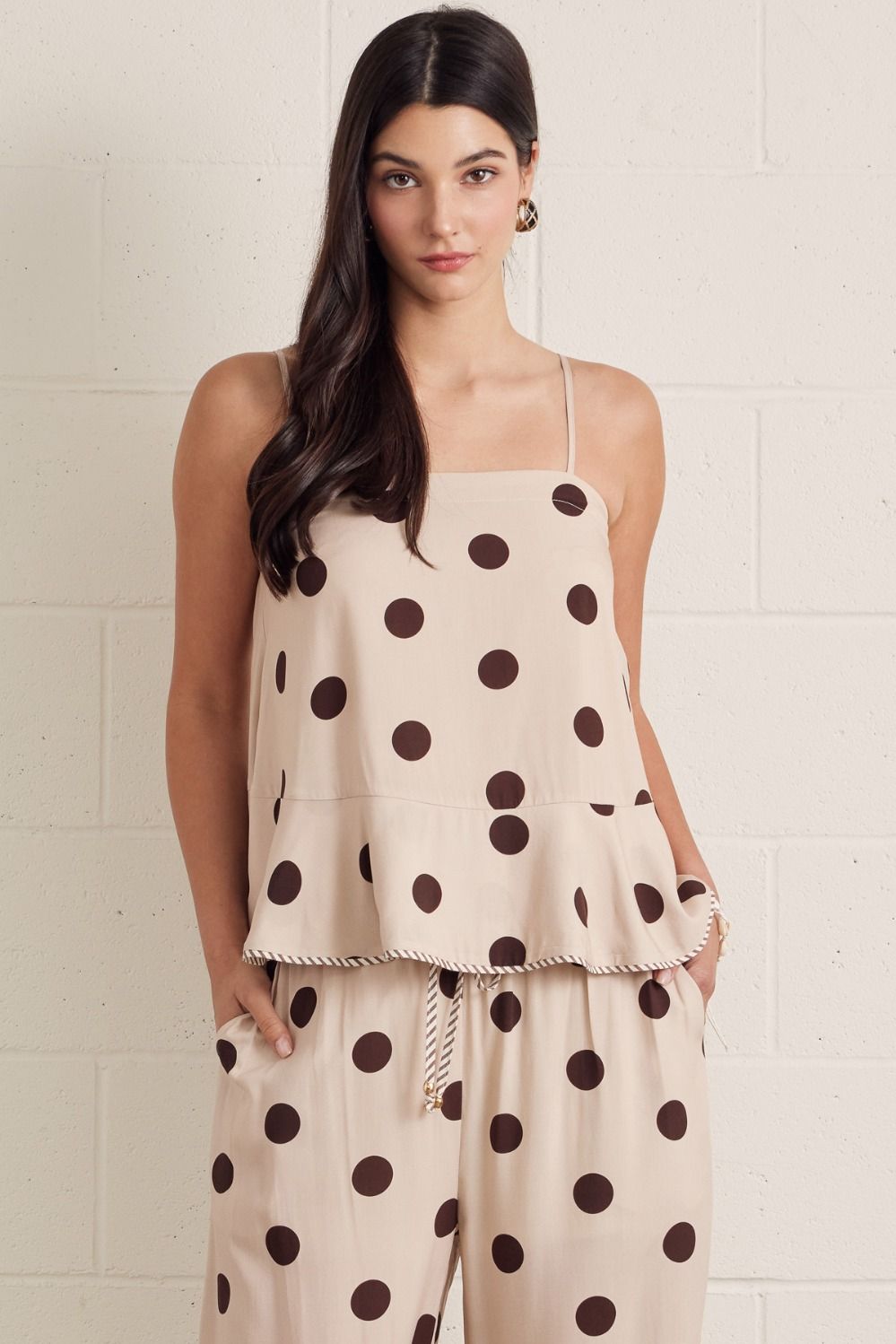 Ecru Polka Dot Pant Set