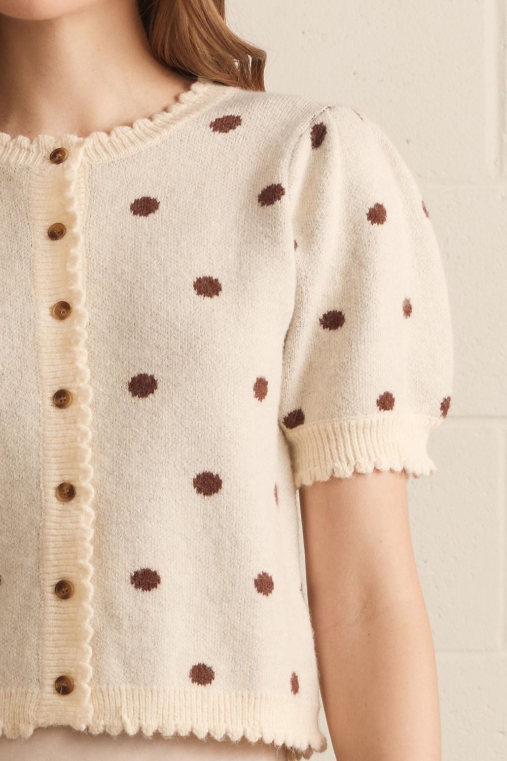Ivory Polka Dot Knit Top