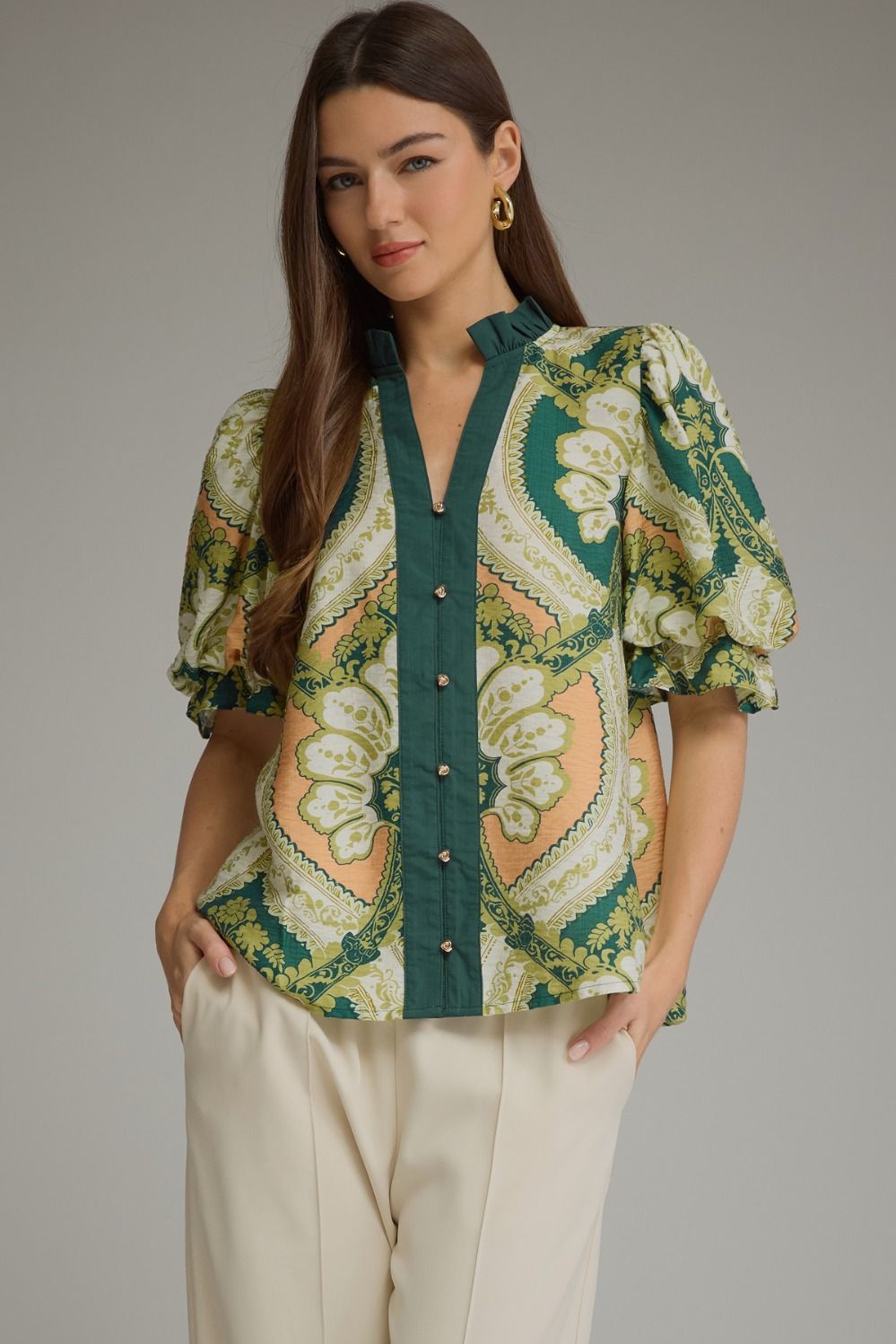 Green Multi Floral Top
