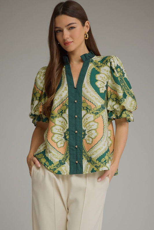 Green Multi Floral Top